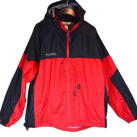 Men’s Columbia Packable Lightweight Windbreaker Jacket, Red/Black - Size XL - Picture 1 of 13